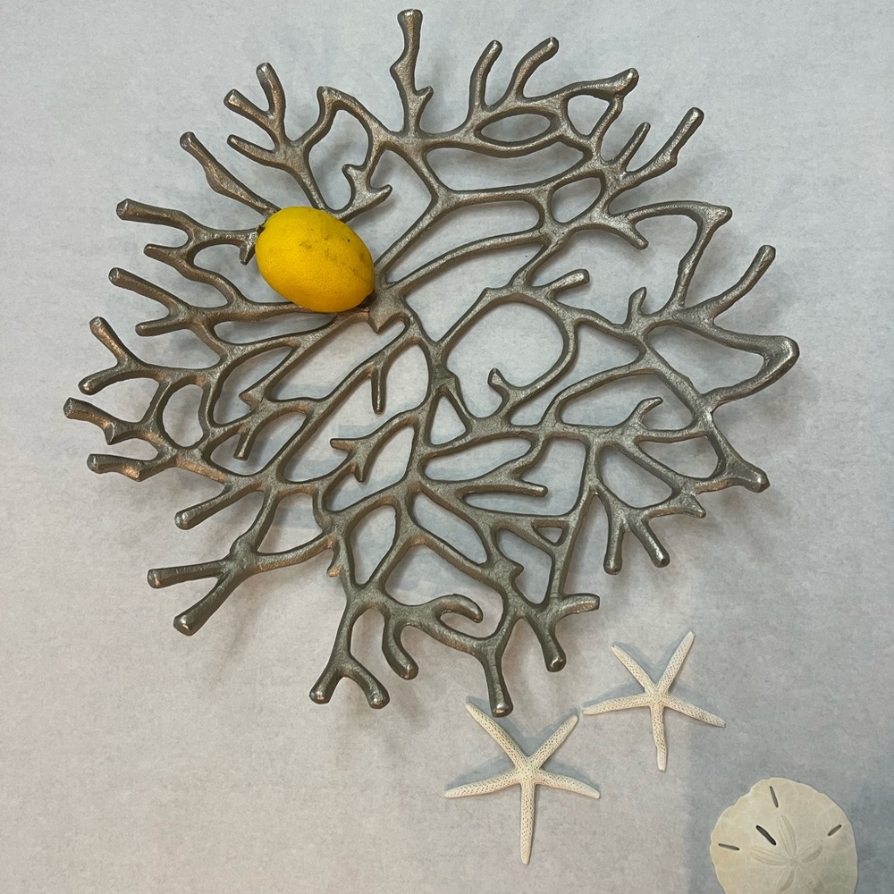 Abstract Display Metal Art Bowl Coastal Coral Reef Beach Home Decor Large - Picture 3 of 10